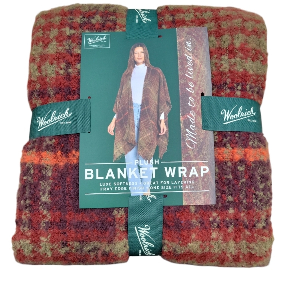 Woolrich, NWT, Plush Blanket Wrap, Luxe Softness, Fray Edge Finish, One Size Fit
